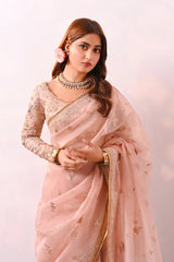 Sahiba By Qalamkar Embroidered Organza Saree Unstitched 3 Piece QLM23 Ranya - Luxury Collection