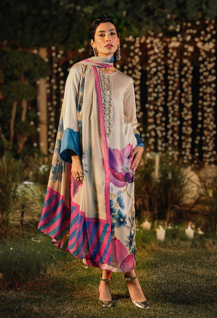 Lulusar Silk Hand Embroidered Unstitched Collection Nual Long