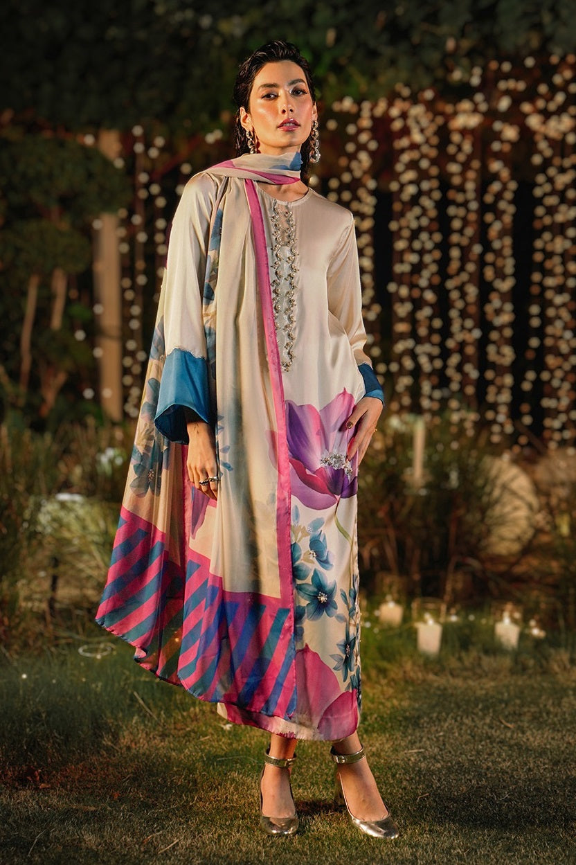 Lulusar Silk Hand Embroidered Unstitched Collection Nual Long