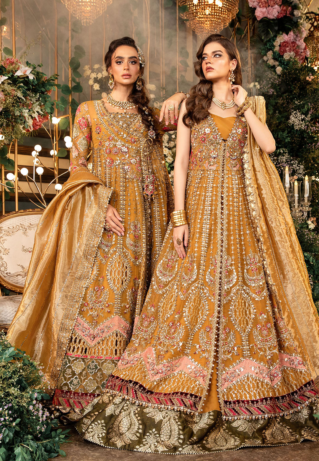 Adaa By Mahnoor Printed Organza Suits Unstitched 2 Piece Treasure Gold  - Festive Collection