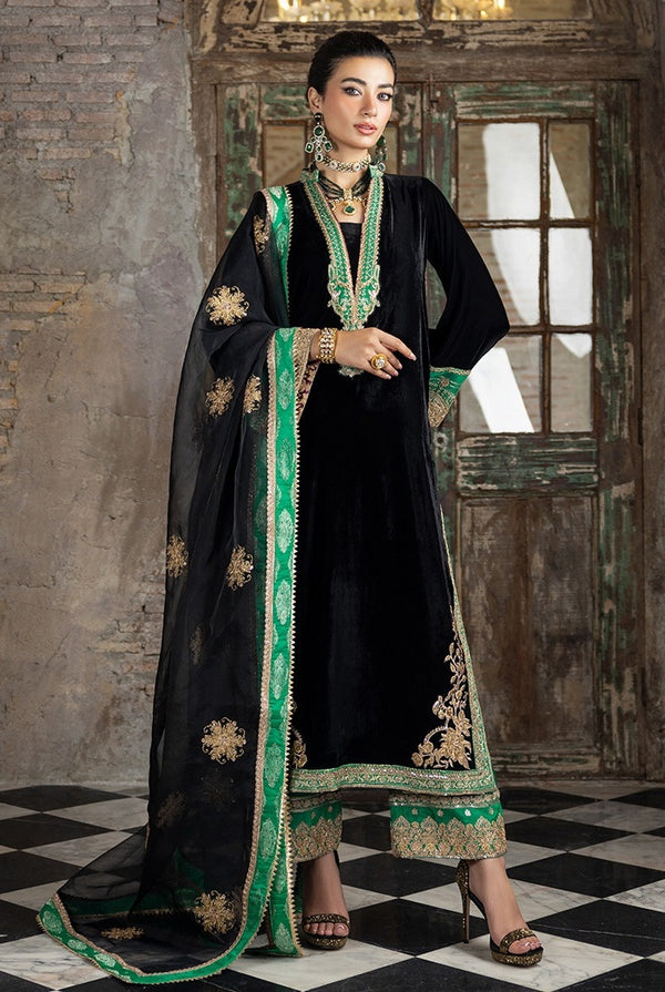 Zainab Chottani Embroidered Velvet Unstitched 3Pc Suit D-01 VANYA