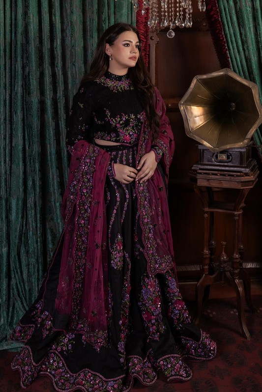 Ahmed Manan Black Wedding Edition Fully Hand Made Raw Silk MALALLS