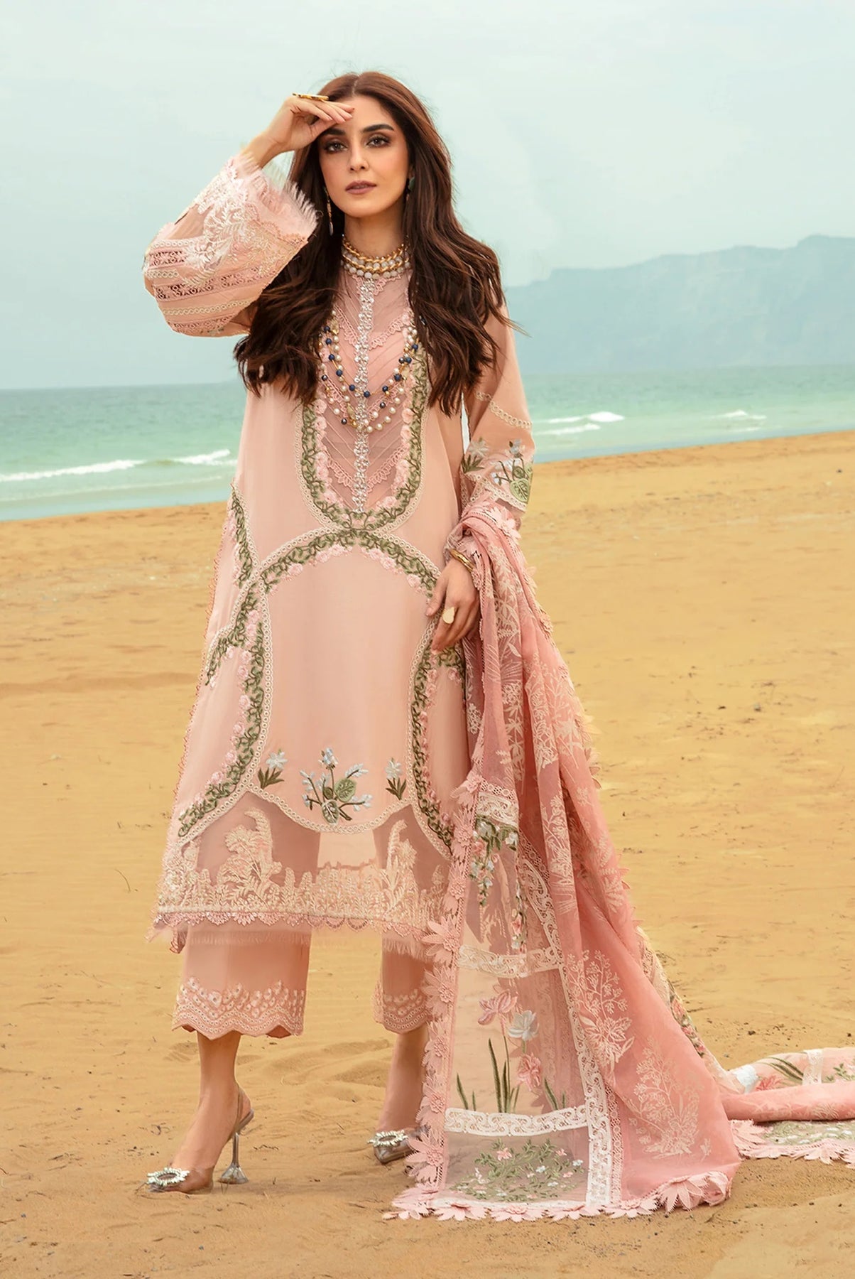 Crimson By Saira Shakira Luxury Lawn 3 Pc Winds of Eden-Rose 6B