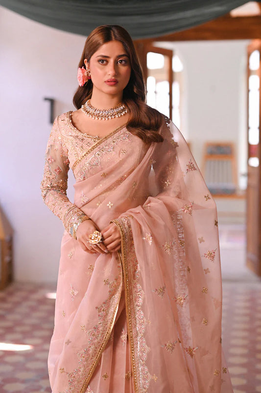 Sahiba By Qalamkar Embroidered Organza Saree Unstitched 3 Piece QLM23 Ranya - Luxury Collection