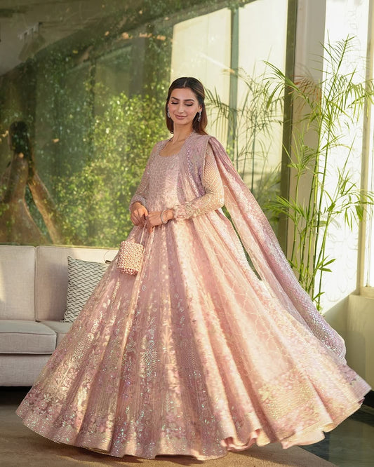 Faiza Saqlain Luxury Net Embroidered With Hand Emblishment Ruzova-07
