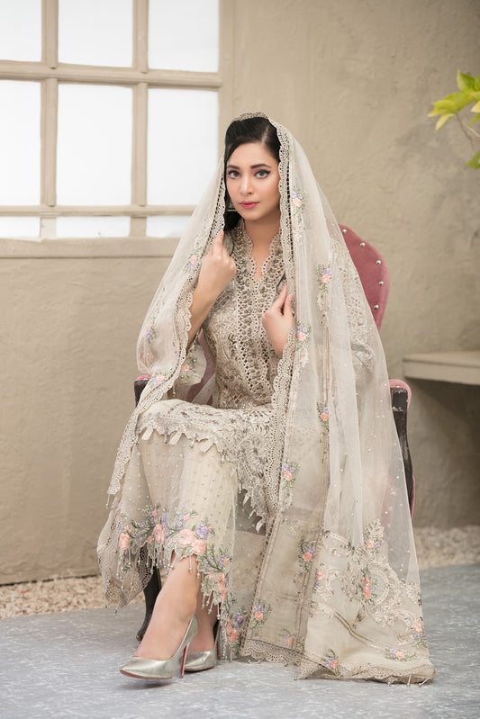 Maria.B Festive Embroidered Organza Collection 3 Pieces Unstitched Skin