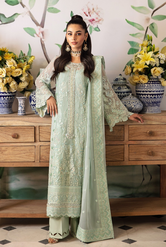 GULAL Luxury Chiffon Embroidered 3 Pc Unstitched 02 Jade Wedding Collection