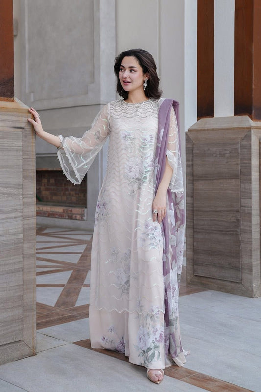 Lulusar Luxury Silk Embroidered 4 Pieces Net With Silk Inner Noural Dress