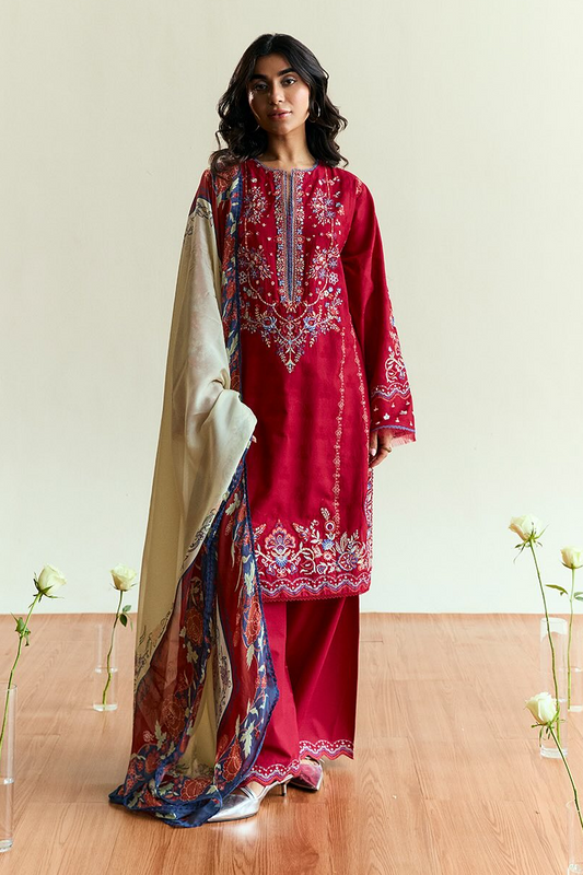 Coco By Zara Shahjahan Luxury Lawn Embroidered Unstitched 3 Piece Alba D8