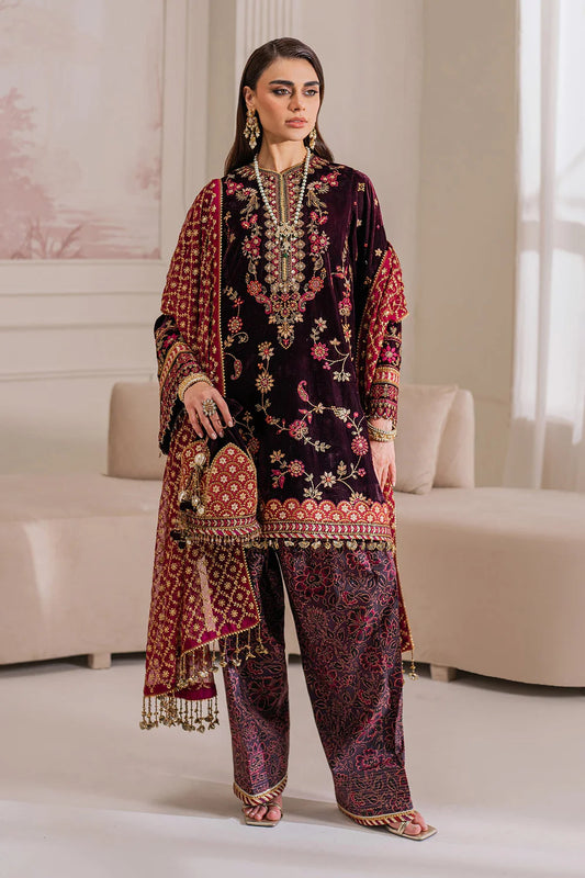 Baroque Luxury Formlas Unstitched Velvet Collection SF-752 PLUM