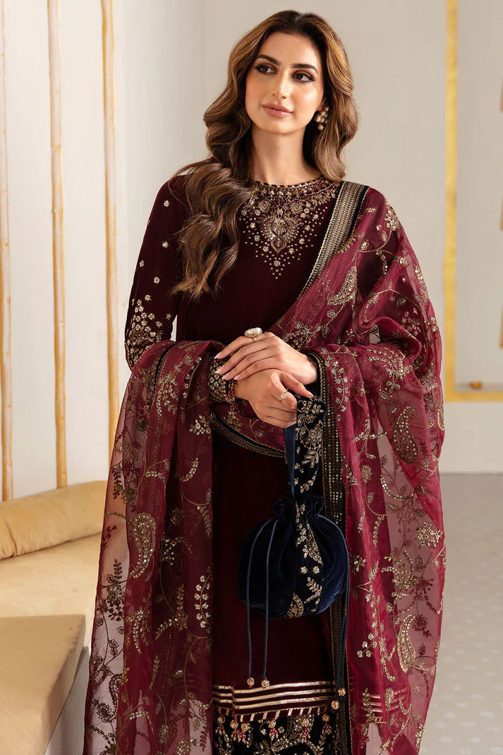 Jazmin VF-2018 Embroidered Velvet Formals Unstitched 3 Pieces