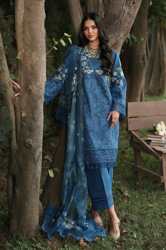 Sardinia - Luxury Lawn Embroidered 3 Piece Unstitched - Blue Blossoms