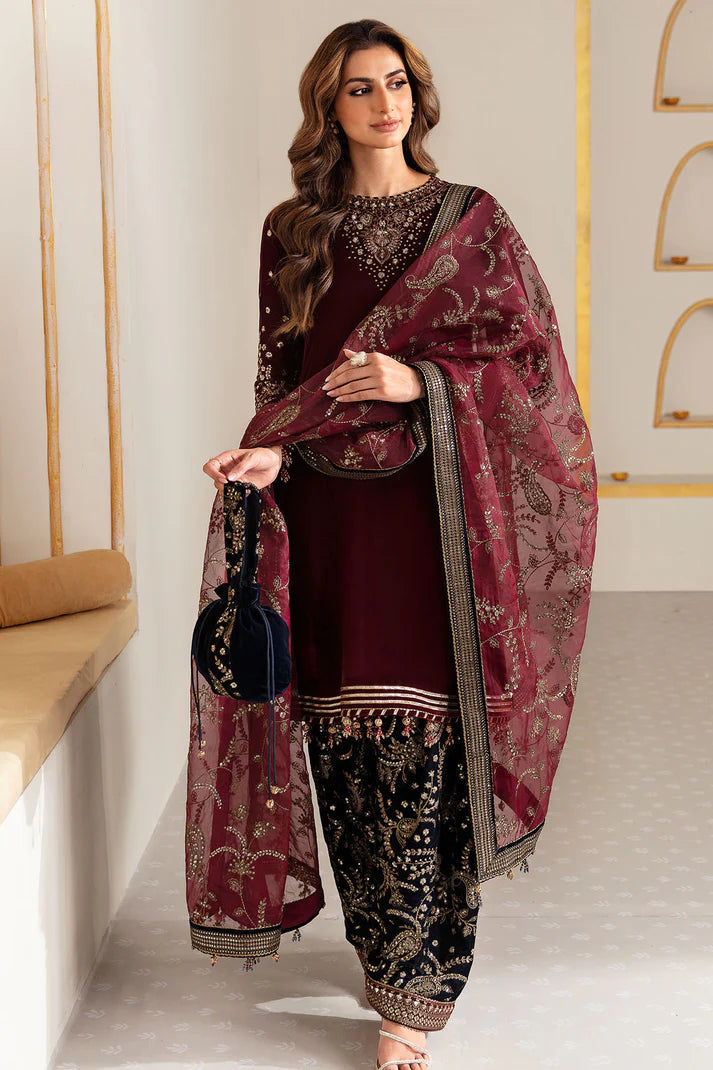 Jazmin VF-2018 Embroidered Velvet Formals Unstitched 3 Pieces