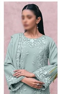 Azure Luxury Chiffon Embroidered 3 Piece Unstitched - Candy Bliss