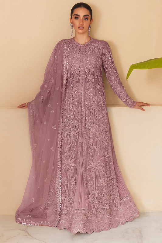 Soraya Net Embroidered Unstitched 3 Piece - Dahlia