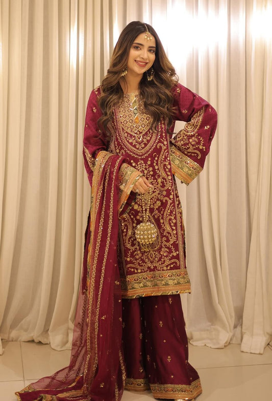 Aneelas - Luxury Silk Embroidered 3 Piece Unstitched - FC-09-B