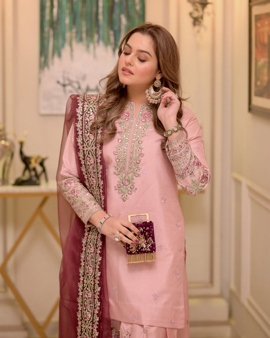 Sheenora - Lilac Serenity - Raw Silk Embroidered 3 Piece Unstitched