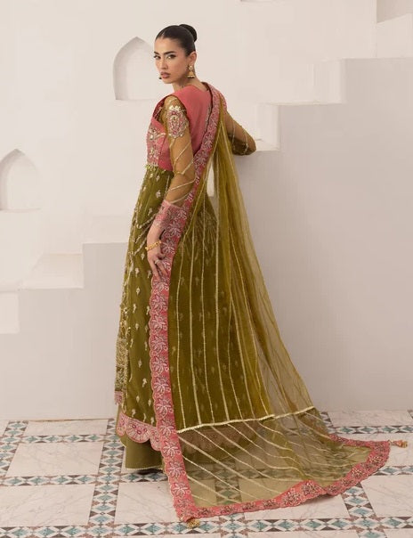 Mirha Imran Hennay Luxury Net Embroidered 3Pc Unstitched Suit PA-147