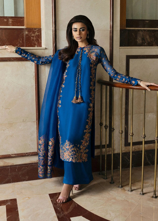 Hussain Rehar Luxury Raw Silk Embroidered Unstitched 3PC -Serene