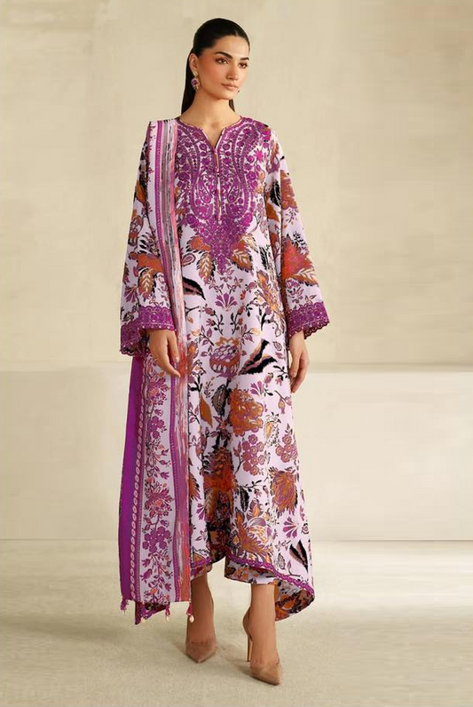 Baroque Luxury Lawn Embroidered & Printed Suit UE-4328