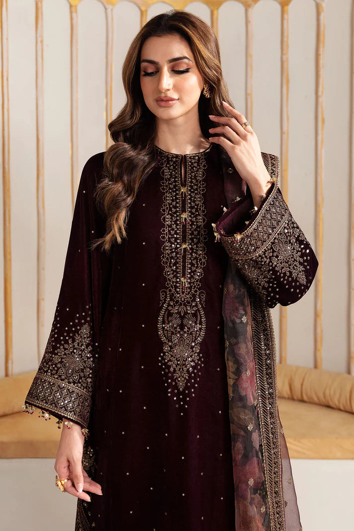 Jazmin Embroidered Velvet Formal 3 Pieces Unstitched JZ-VF-2012 Luxury Collection