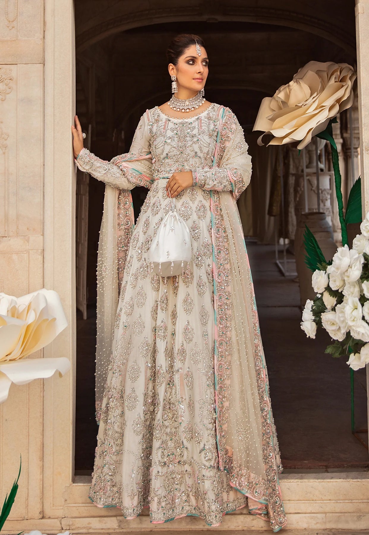 Pakistani Bridal Lehenga Designs In Embellished Heavy Hand Needle