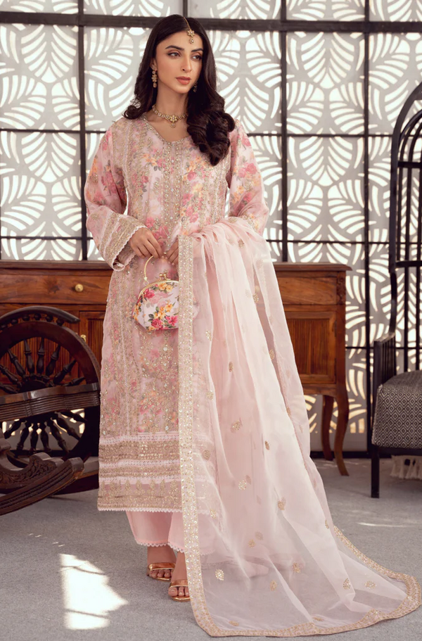 Wedding Wear by Bint-e-Noor Luxury Organza Embroidered Unstitched NOOR With Culutch