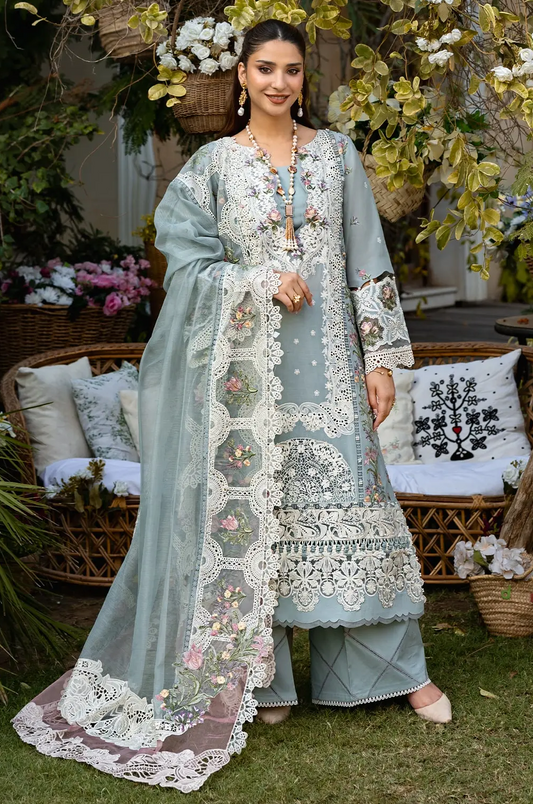 Elaf Premium Lawn Embroidered Unstitched Collection ELM-3B SAMAA