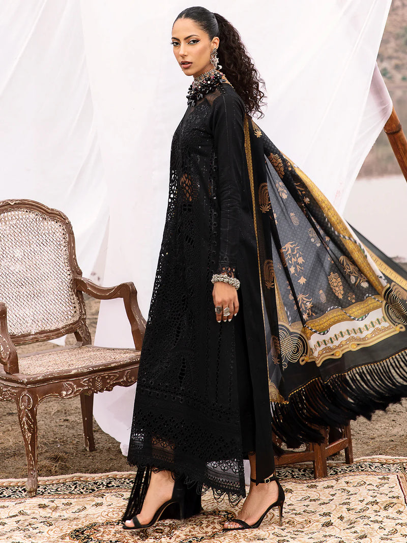 Bin Ilyas Mem Saab Black Luxury Lawn Collection SAHIBA