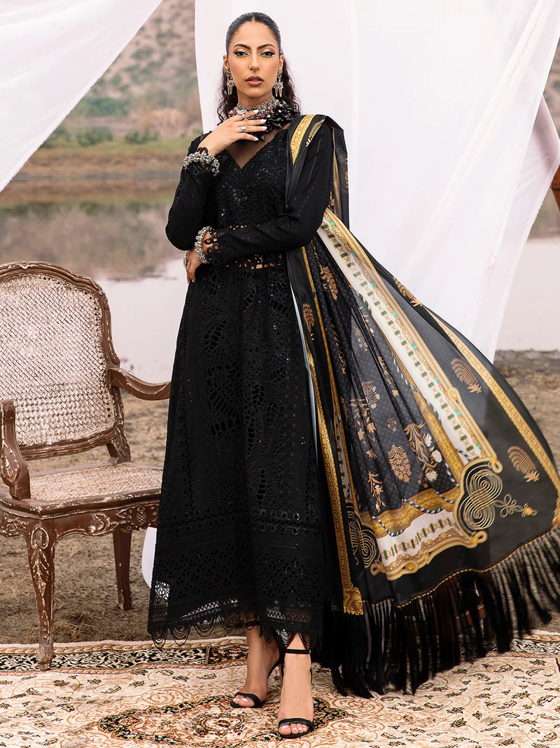 Bin Ilyas Mem Saab Black Luxury Lawn Collection SAHIBA