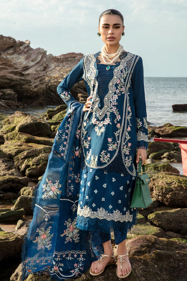 Saira Shakira Embroidered Lawn Unstitched 3 Pc Suit D-01B Lolita - Lapis