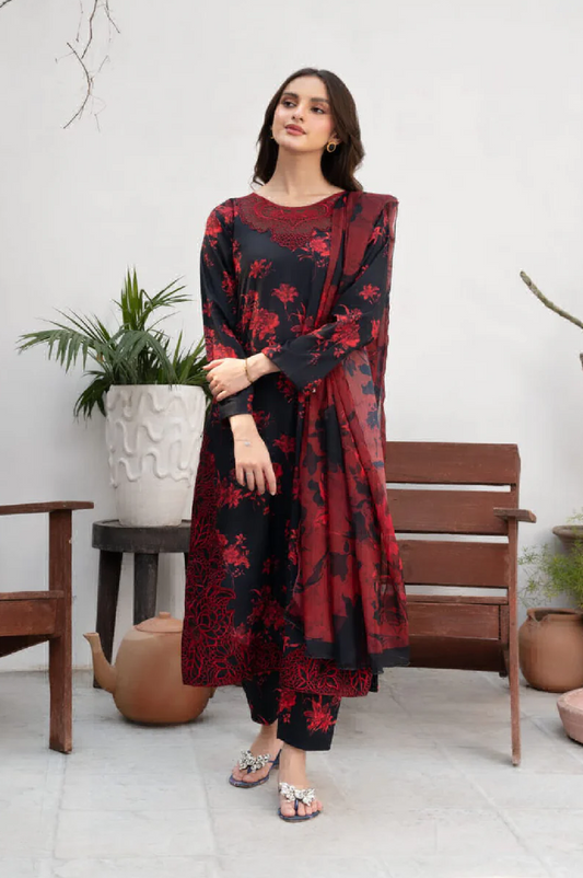 Baroque Luxury Lawn Embroidered Unstitched Collection UF-4010