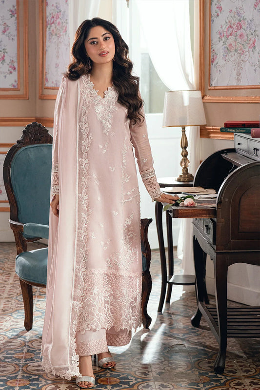 Azure Ensembles Embroidered Chiffon Unstitched 3Pc Suit ES 139 Rosebud
