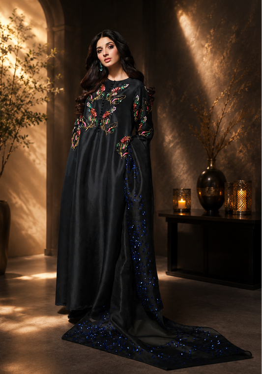 Muse Luxury Raw Silk Embroidered Unstitched 3PC Suit Maxi