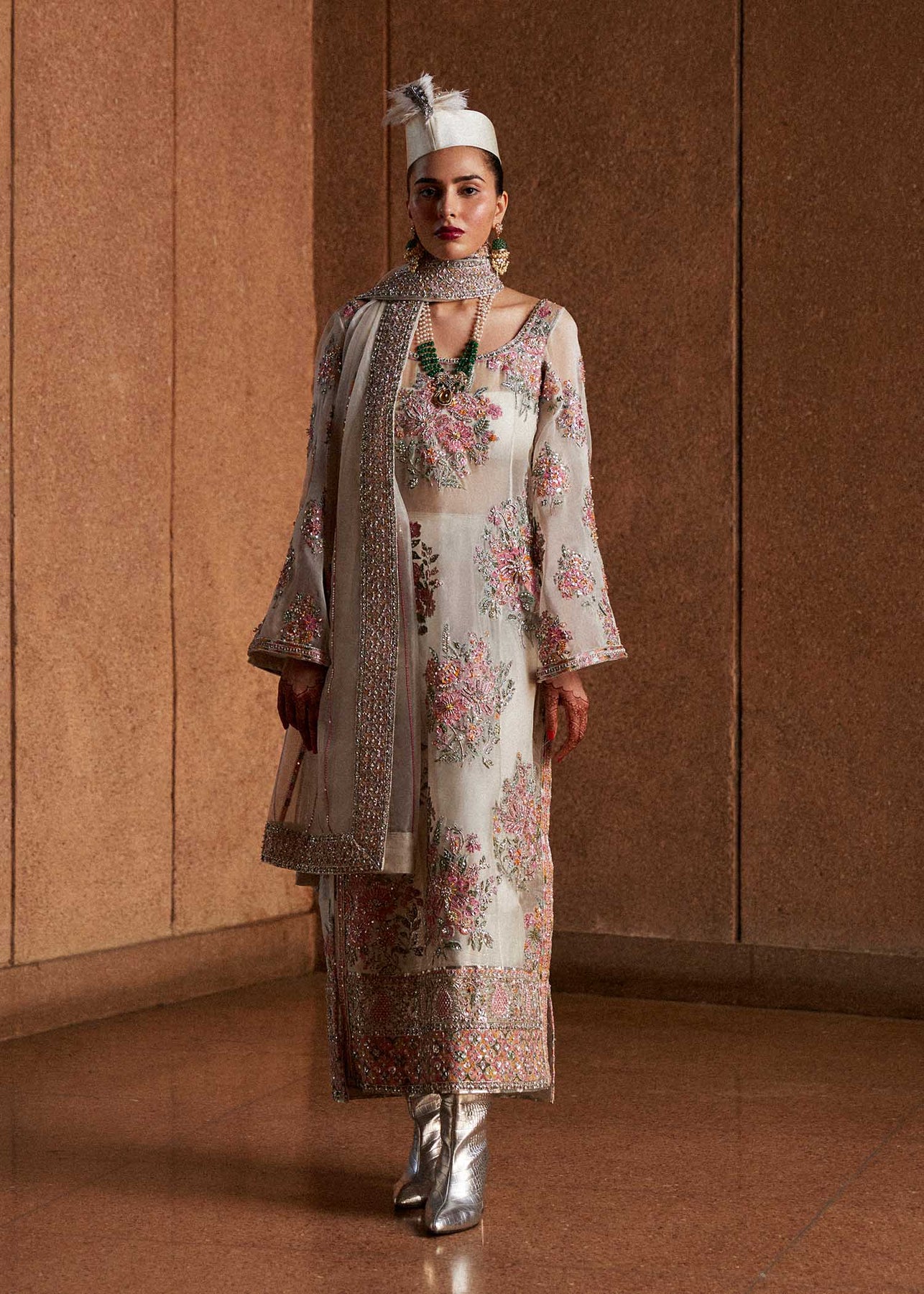 Hussain Rehar Luxury Organza Handmade Embroidered Unstitched EURU