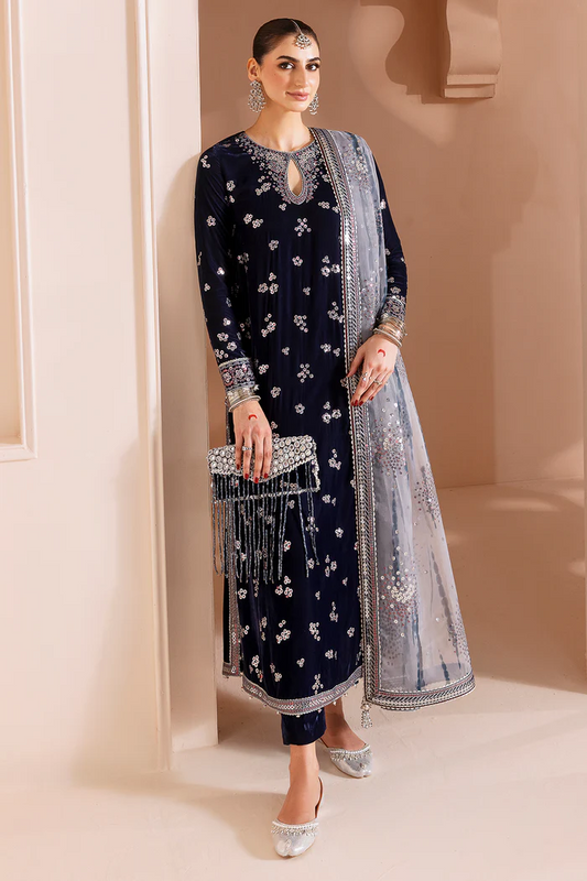 Jazmin Embroidered Velvet Formal 3 Pc Unstitched CVF D-03 Chandni
