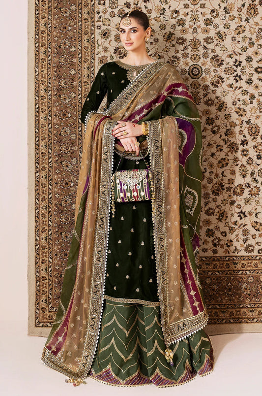 Jazmin Luxury Velvet Embroidered 3 Piece Unstitched - CVF D-09