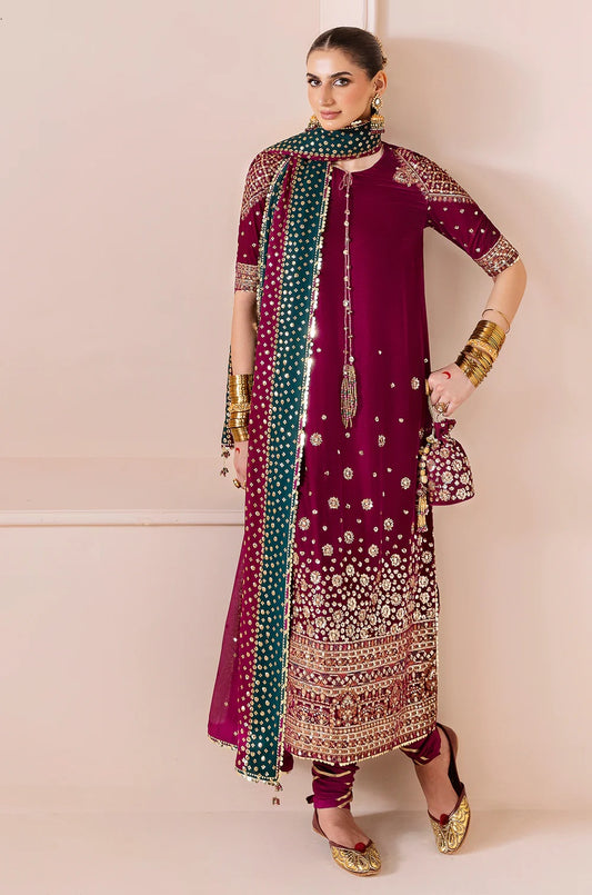 Jazmin Luxury Velvet Embroidered Unstitched 3 Piece - CVF D-02