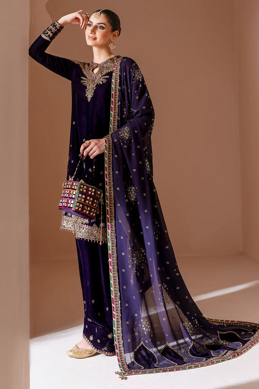 Jazmin Embroidered Velvet Formal 3 Pieces Unstitched CVF D-08 Nilofer