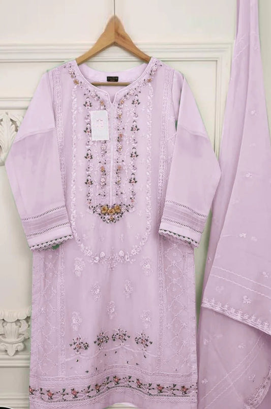 Agha Noor Organza Embroidered Collection Unstitched 3 Pieces PINK