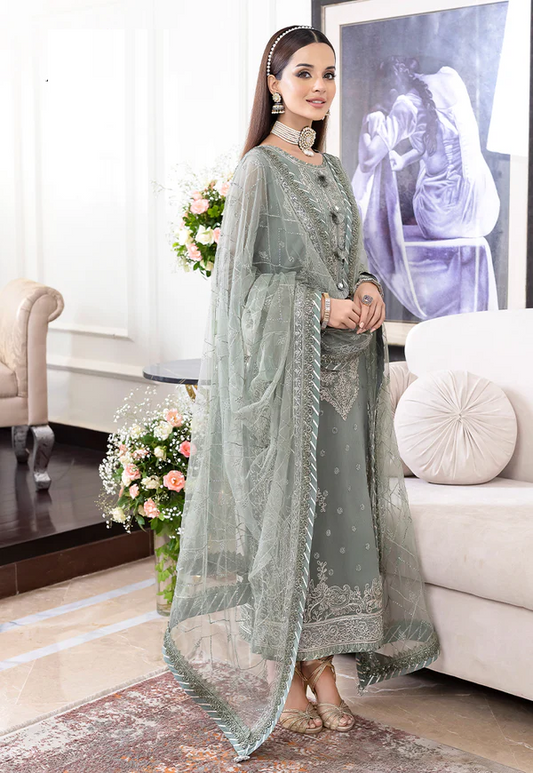 Asim Jofa Luxury Embroidered Chiffon Unstitched 3 Pc AJJM-20