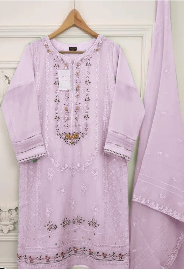 Agha Noor Organza Embroidered Collection Unstitched 3 Pieces PINK