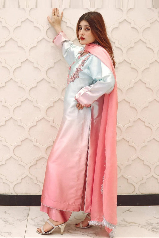 Poshkari Luxury Silk Embroidered 3Pc Unstitched Suit Aab-e-Haya