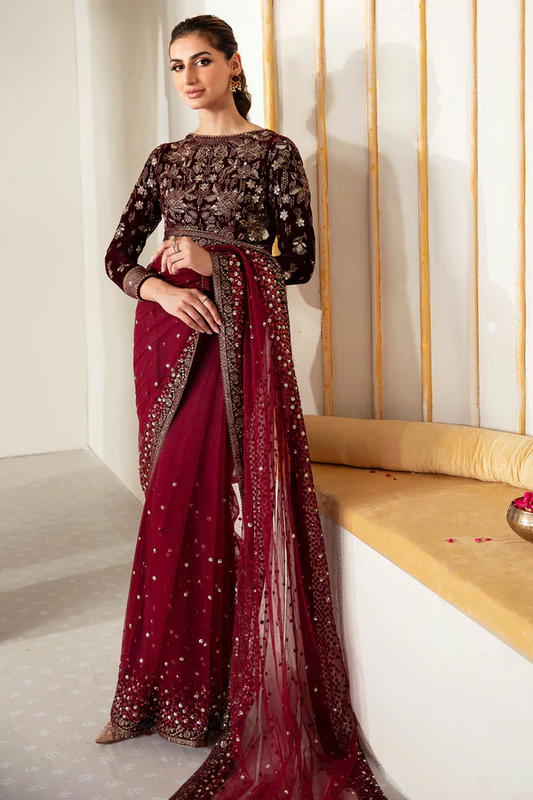 Jazmin Luxury Net Embroidered Saree Unstitched VF-2016