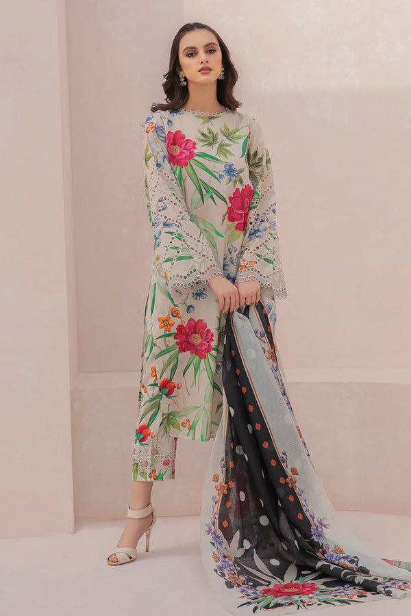 Baroque Floral Luxury Embroidered Lawn Unstitched UF-147 B