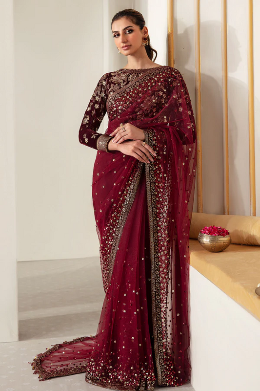 Jazmin Luxury Net Embroidered Saree Unstitched VF-2016