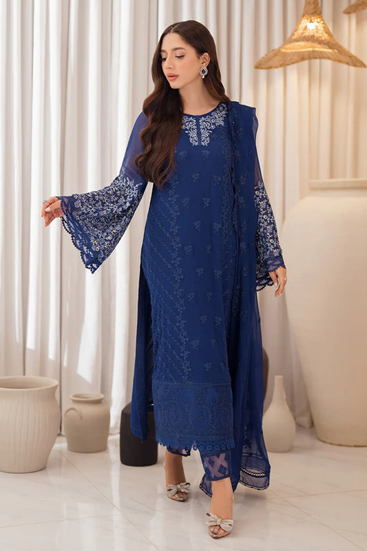 Azure Breeze - Luxury Chiffon Embroidered 3 Piece Unstitched