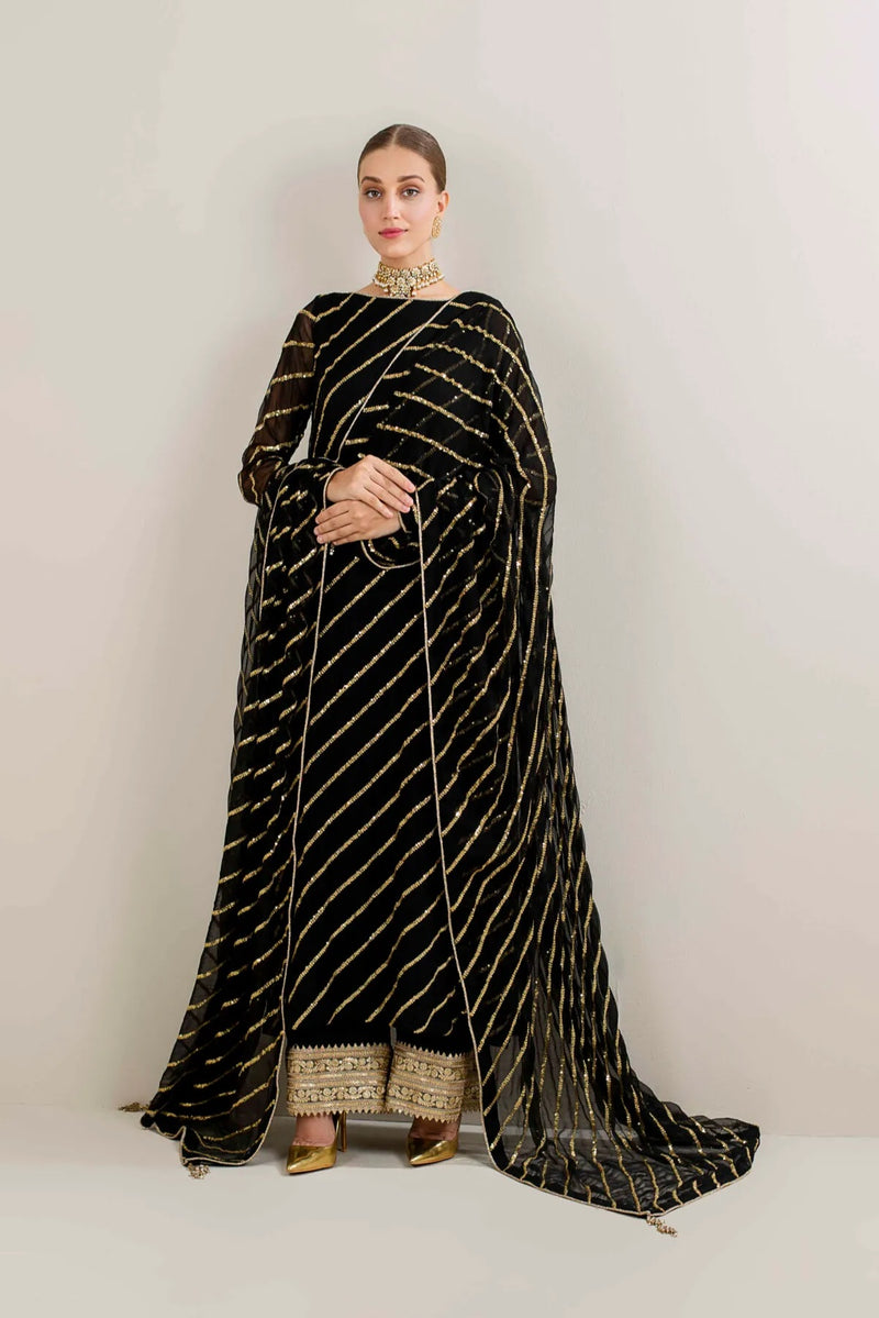 Ras Formals Chiffon Embroidered Unstitched Collection BLACK GOLD