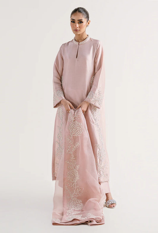 Mehreen Humayun Luxury Lava Sik Embroidered 3 Piece Unstitched - Pearl Blush