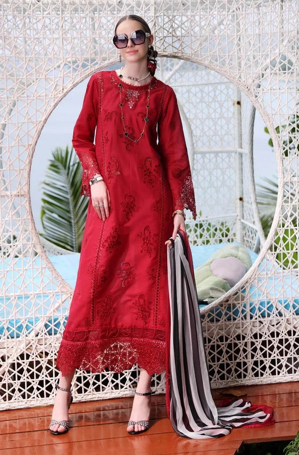 Noor by Saadia Asad Luxe PrintKari Unstitched Lawn 3Pc Suit D8-A